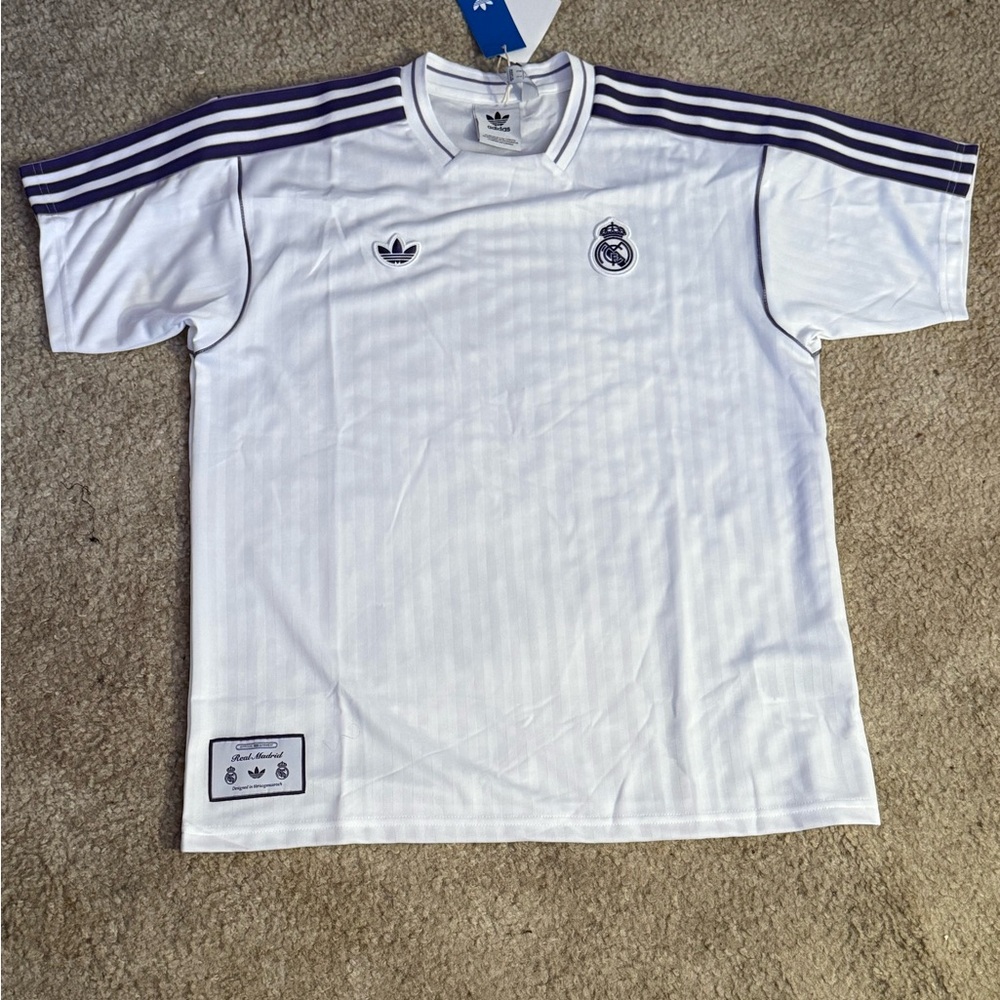 Adidas White Jersey with Black Stripes